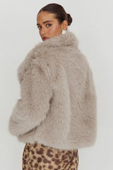 Copenhagen Oversized Lapel Fur Jacket Cream