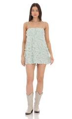 Ruffle Shift Dress in Seafoam Green