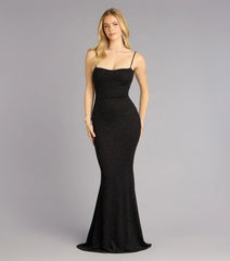 Gwendolyn Glitter Knit Bow-Back Mermaid Dress