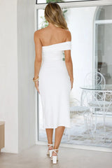 Glow Up Story One Shoulder Midi Dress White