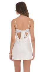 Lace Bust Mini Dress in White
