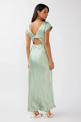 Lucinda V-Neck Twist Back Midi Dress Sage